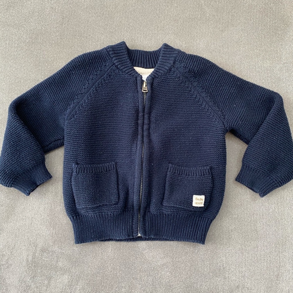 Navy blue Zara Sweater Zip Cardigan 3-6 months